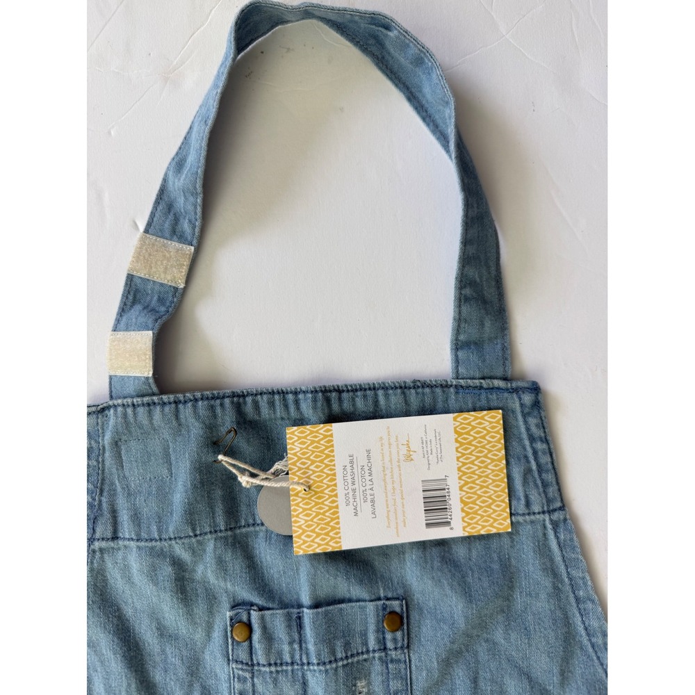 Ayesha Curry Kids Denim Apron Light Wash Blue Cotton Unisex Bib Pockets NEW - Picture 6 of 8